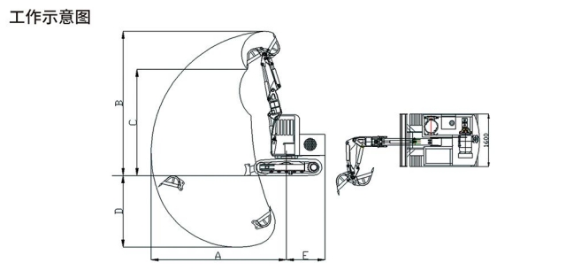 MWD8/0.3L旋轉挖掘機工作示意圖